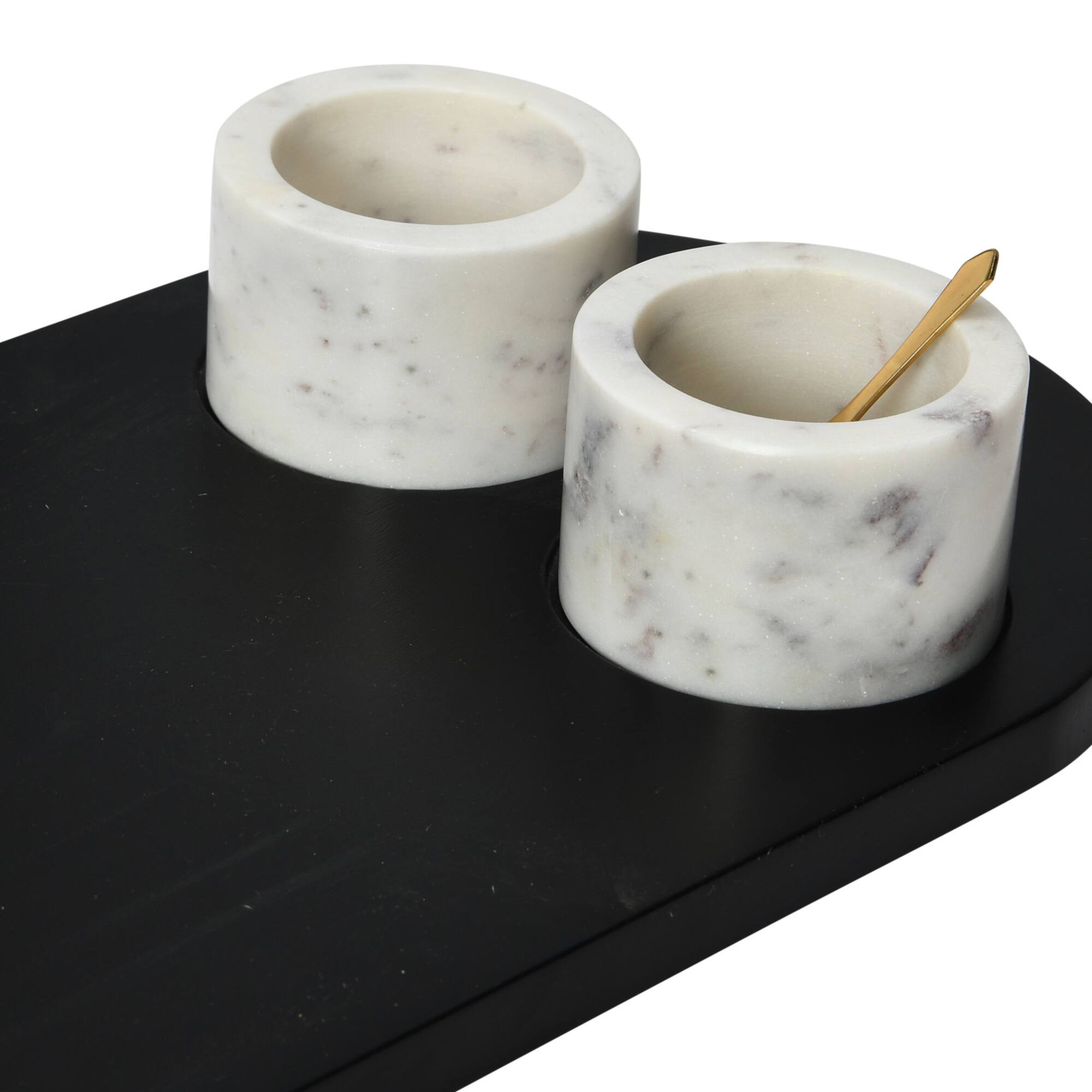 Hello Honey® Mango Wood Tray & Marble Bowl Set